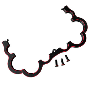 Een schandpaal voor BDSM in het zwart met rode accenten