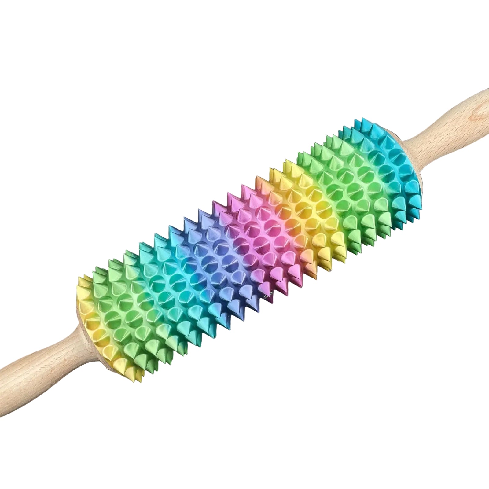 Een deegroller met spikes voor BDSM in regenboog kleur